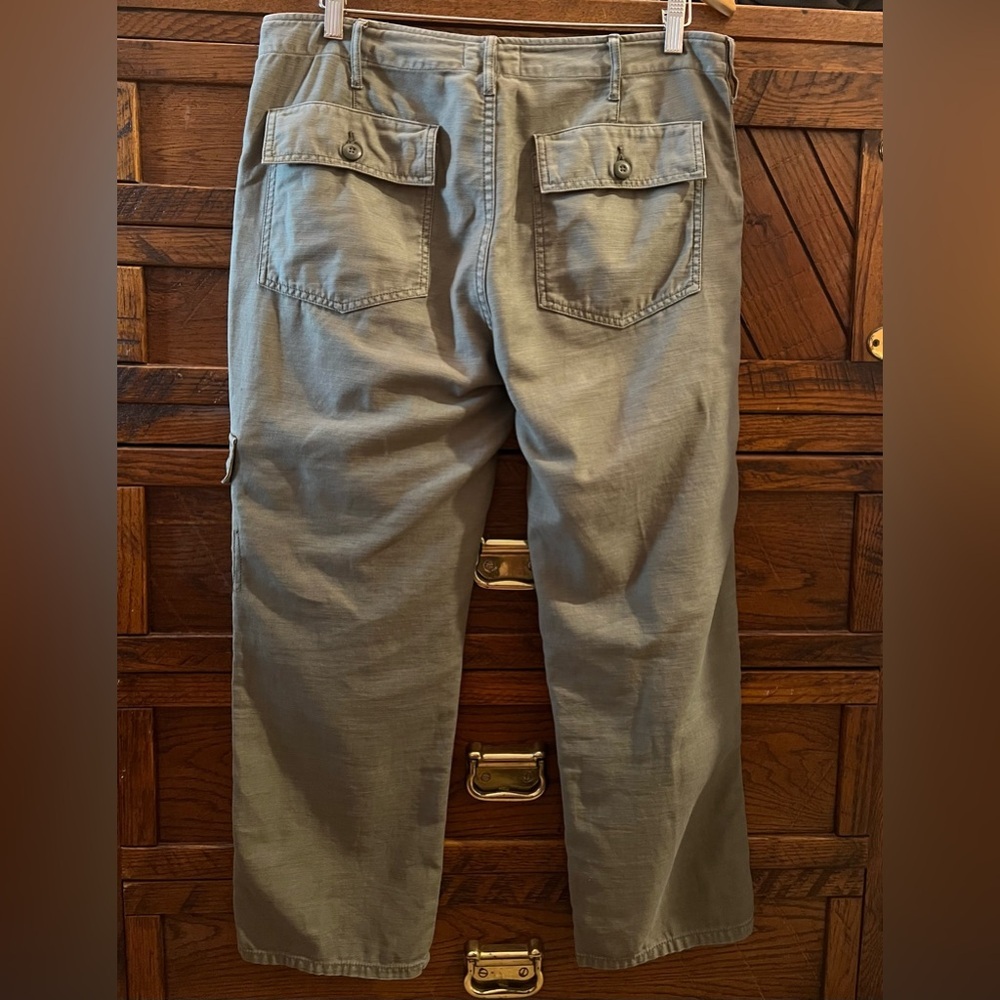 FRAME Cropped Cargo Utility Mid Rise Cargo Cotton Pants Military Green US 31 - Picture 2 of 10